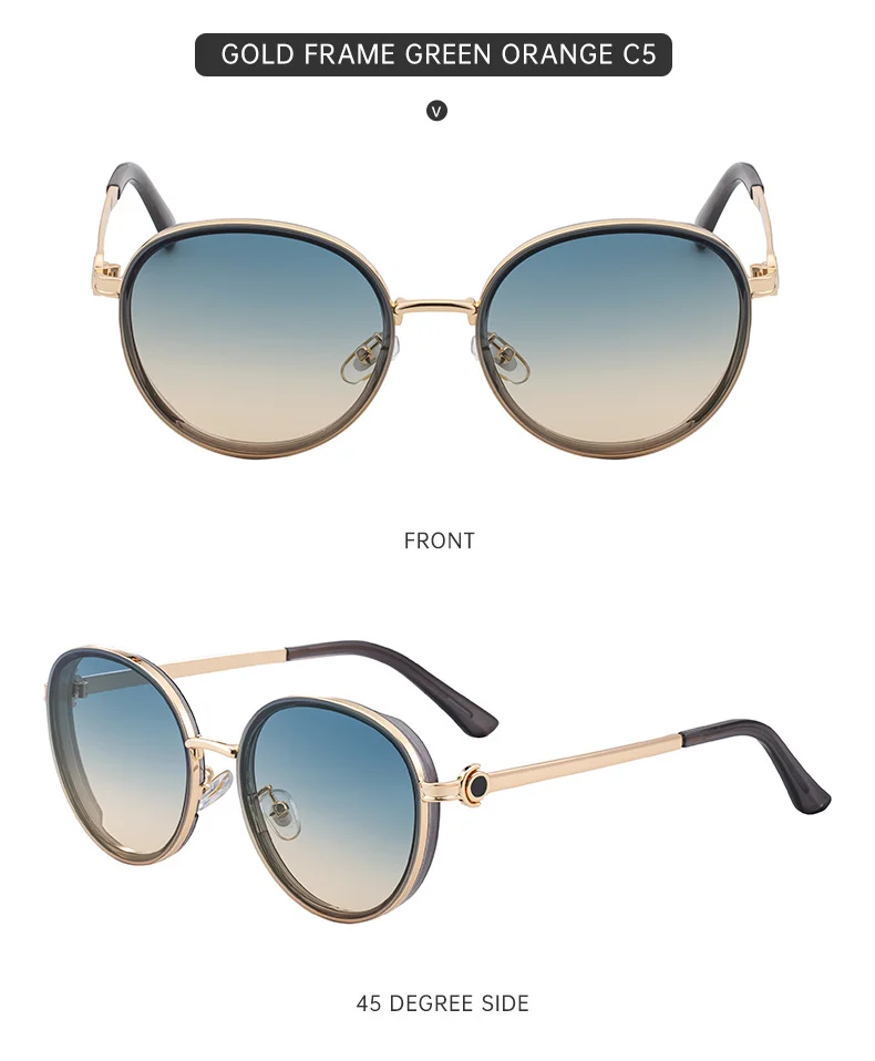Black metal Women's Fashion Round Sunglasses - Punk Style Outdoor Premium Sun Glasses - Details 15