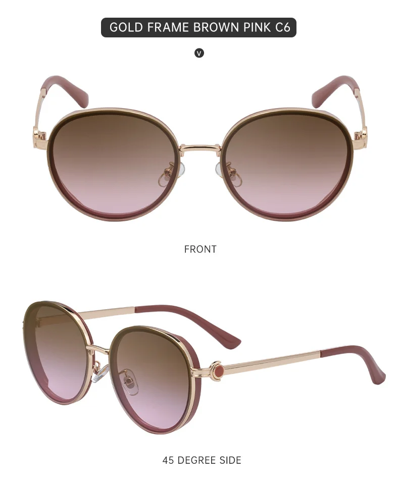 Black metal Women's Fashion Round Sunglasses - Punk Style Outdoor Premium Sun Glasses - Details 16