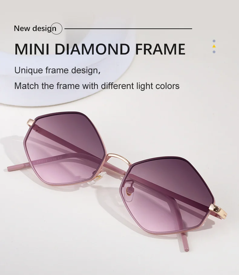 Black metal Women's Fashion Polygon Sunglasses - Premium Geometric UV400 Driving Eyewear - Details 1
