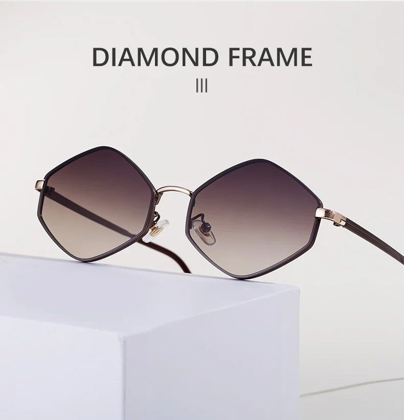 Black metal Women's Fashion Polygon Sunglasses - Premium Geometric UV400 Driving Eyewear - Details 3