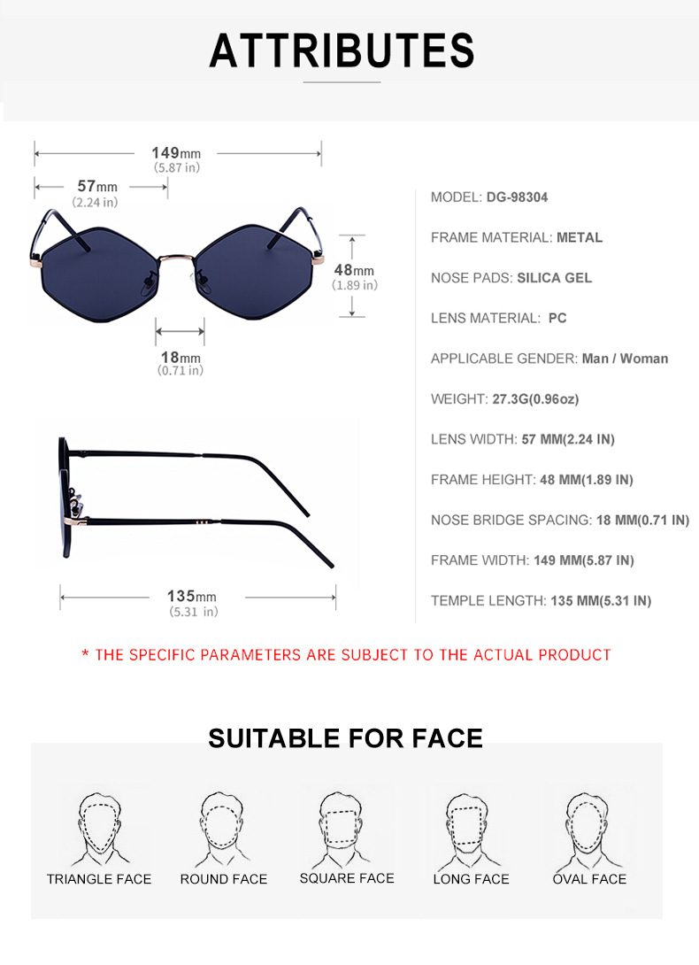 Women's Fashion Polygon Sunglasses - Premium Geometric UV400 Driving Eyewear Details and Specifications