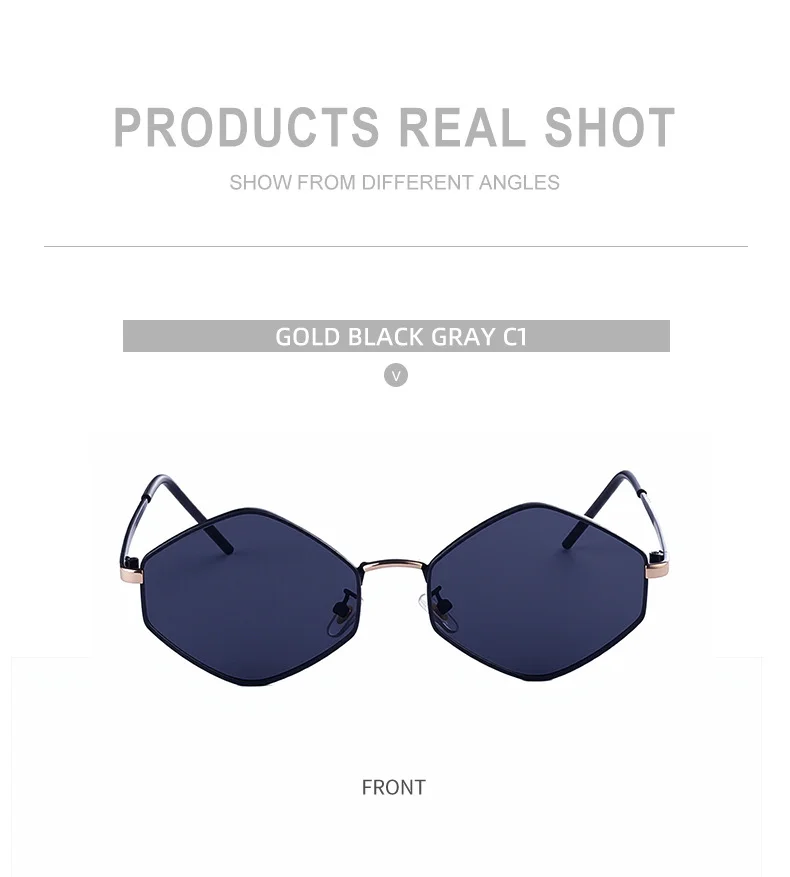 Black metal Women's Fashion Polygon Sunglasses - Premium Geometric UV400 Driving Eyewear - Details 10