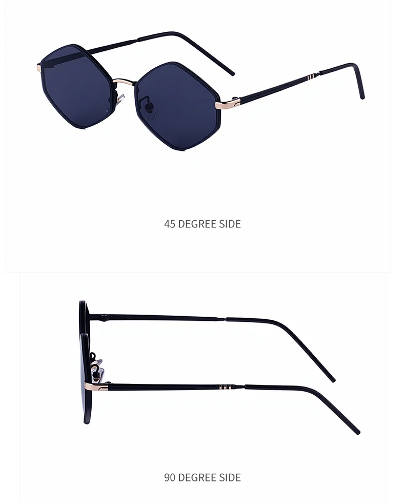 Black metal Women's Fashion Polygon Sunglasses - Premium Geometric UV400 Driving Eyewear - Details 11