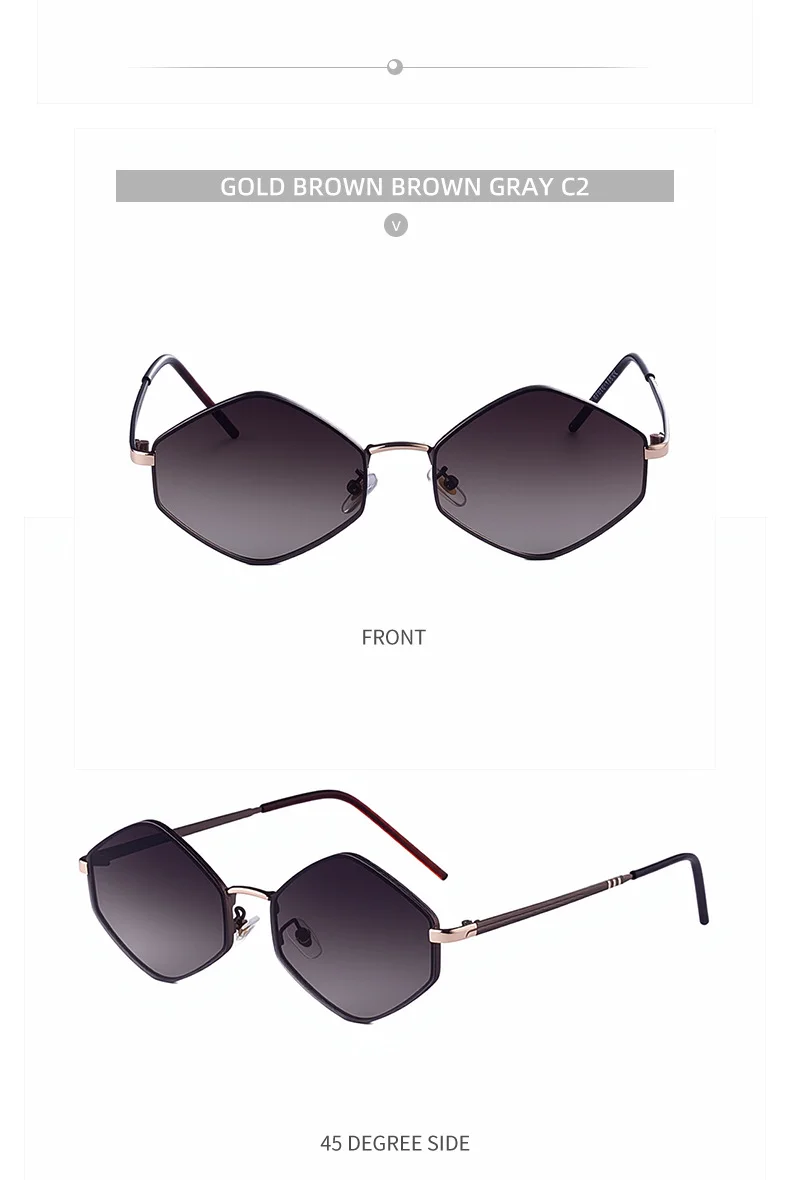Black metal Women's Fashion Polygon Sunglasses - Premium Geometric UV400 Driving Eyewear - Details 12