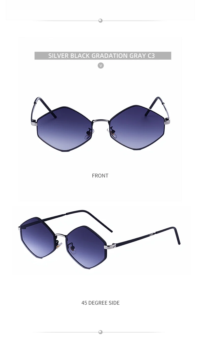 Black metal Women's Fashion Polygon Sunglasses - Premium Geometric UV400 Driving Eyewear - Details 13
