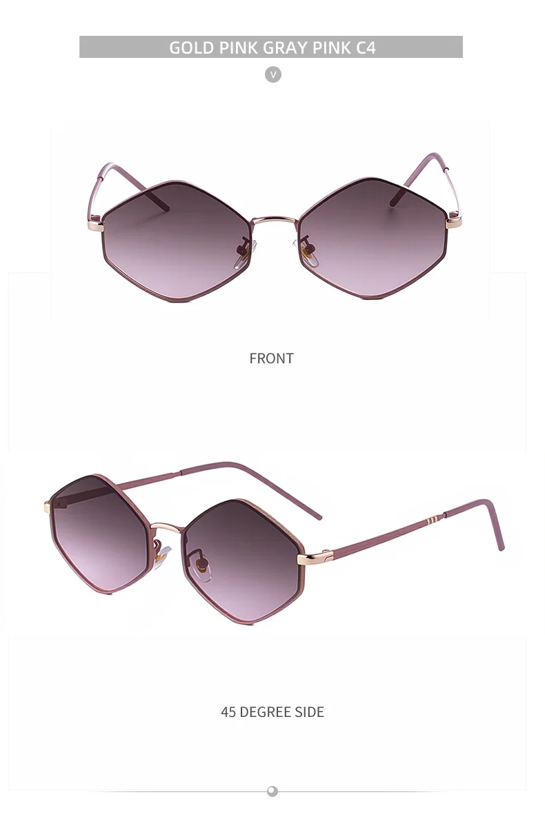 Black metal Women's Fashion Polygon Sunglasses - Premium Geometric UV400 Driving Eyewear - Details 14