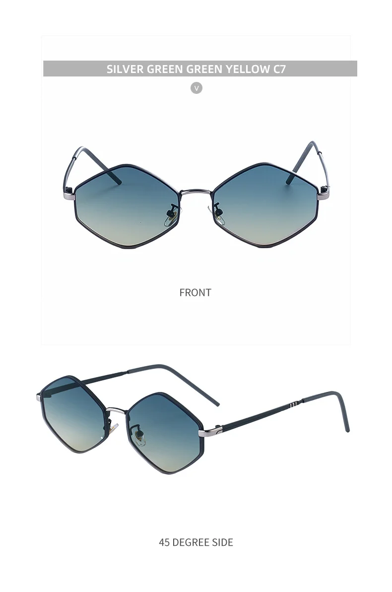 Black metal Women's Fashion Polygon Sunglasses - Premium Geometric UV400 Driving Eyewear - Details 17