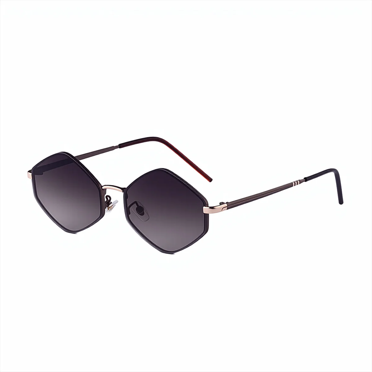 Black metal Women's Fashion Polygon Sunglasses - Premium Geometric UV400 Driving Eyewear - View 5