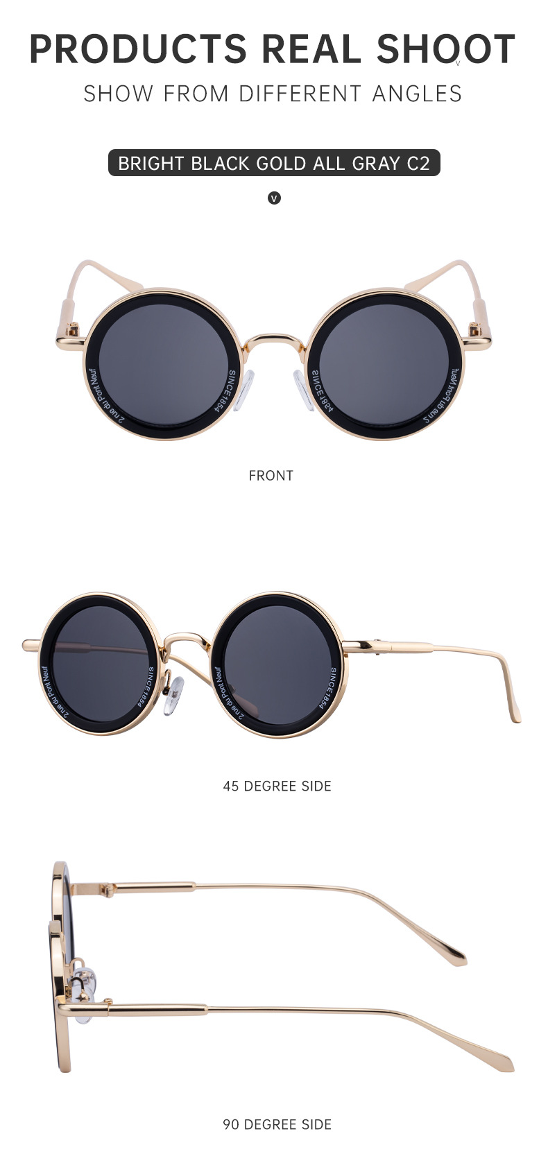 Unisex Fashion Round Sunglasses - Retro Unique UV400 Sun Glasses Wholesale Details and Specifications