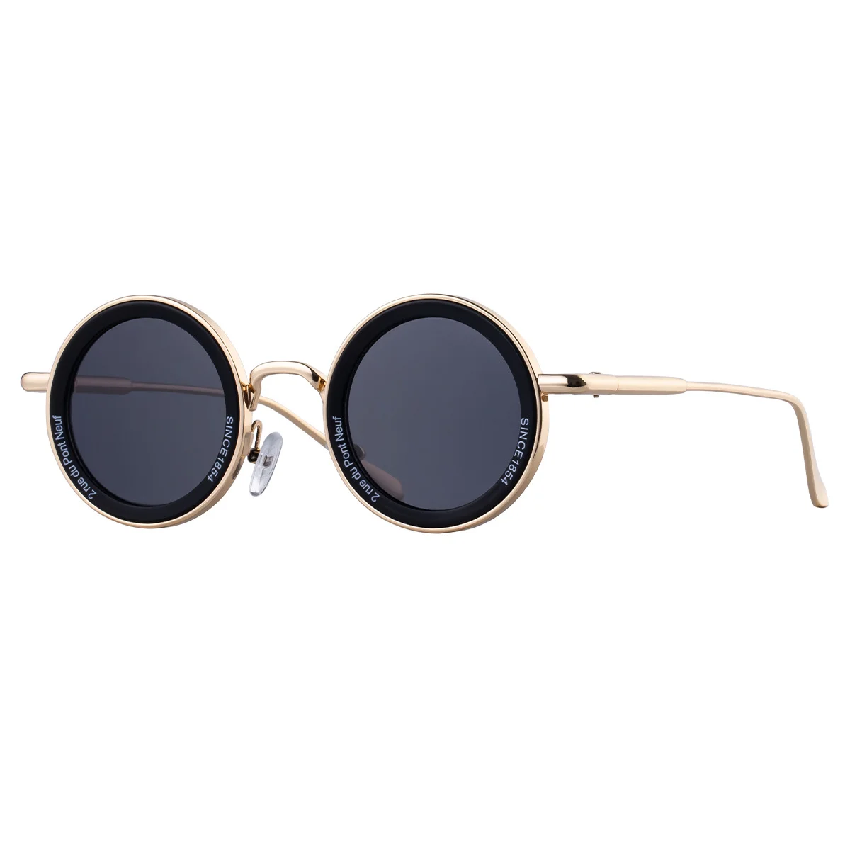 Black metal Unisex Fashion Round Sunglasses - Retro Unique UV400 Sun Glasses Wholesale - View 5