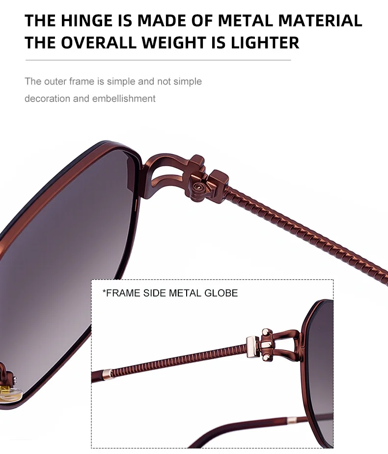 Black PC Women's Fashion Oversized Sunglasses - Premium Hollow Temple UV400 Sun Glasses - Details 11