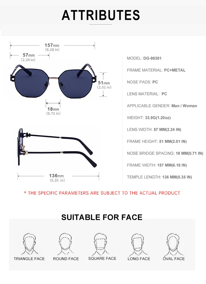 Black PC Women's Fashion Oversized Sunglasses - Premium Hollow Temple UV400 Sun Glasses - Details 14
