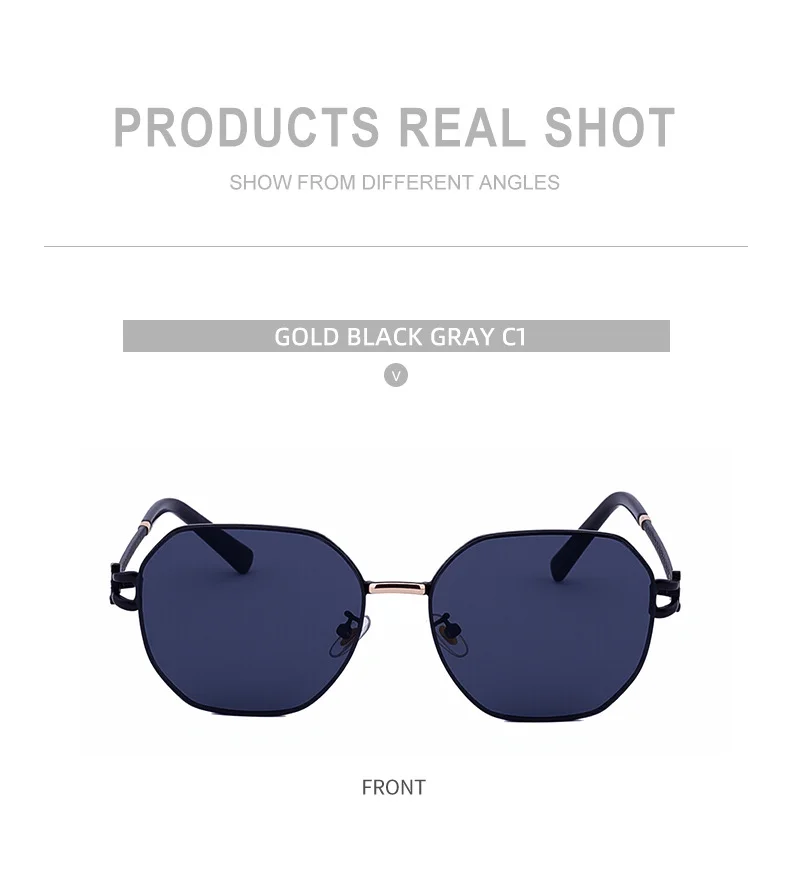 Black PC Women's Fashion Oversized Sunglasses - Premium Hollow Temple UV400 Sun Glasses - Details 15