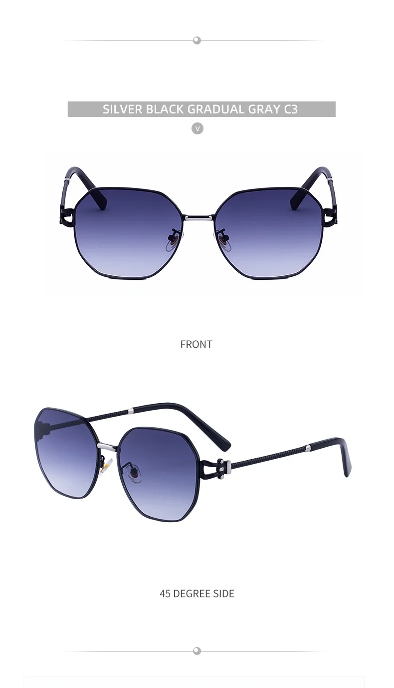 Black PC Women's Fashion Oversized Sunglasses - Premium Hollow Temple UV400 Sun Glasses - Details 18