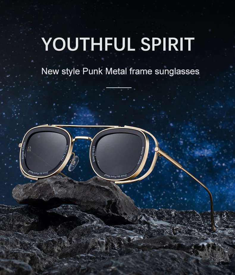 Black PC Men's High-End Oval Sunglasses - Vintage Luxury Driving UV400 Eyewear - Details 1