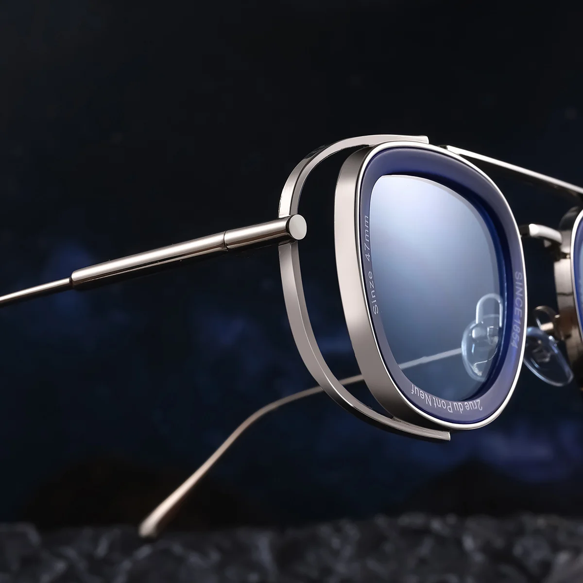 Black PC Men's High-End Oval Sunglasses - Vintage Luxury Driving UV400 Eyewear - Details 4