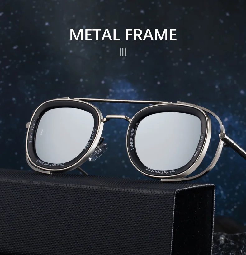 Black PC Men's High-End Oval Sunglasses - Vintage Luxury Driving UV400 Eyewear - Details 5