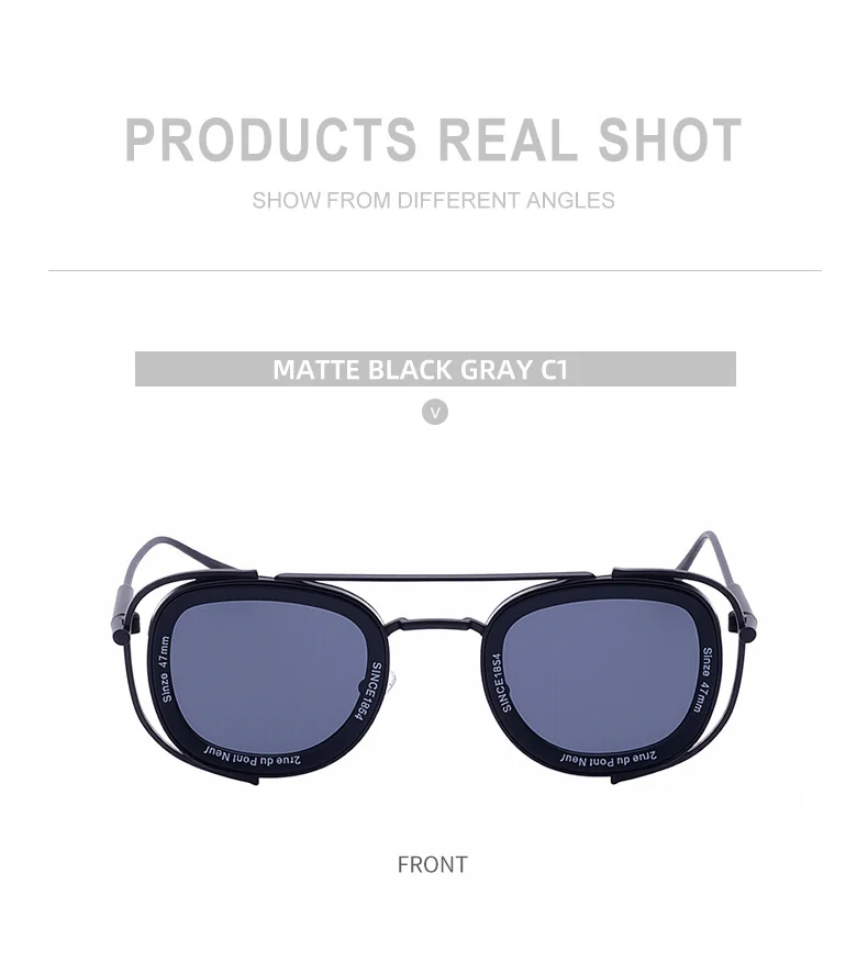 Black PC Men's High-End Oval Sunglasses - Vintage Luxury Driving UV400 Eyewear - Details 13