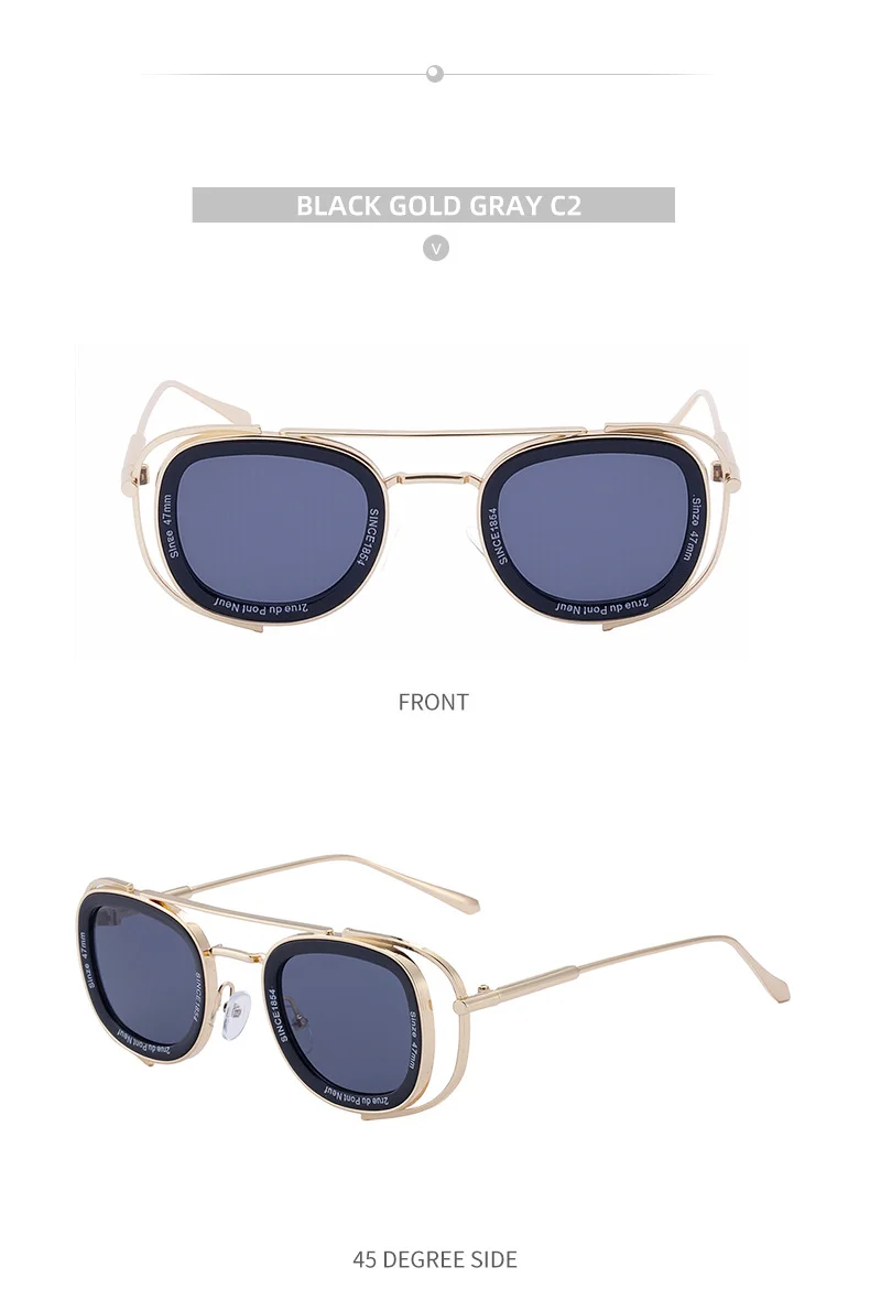 Black PC Men's High-End Oval Sunglasses - Vintage Luxury Driving UV400 Eyewear - Details 15