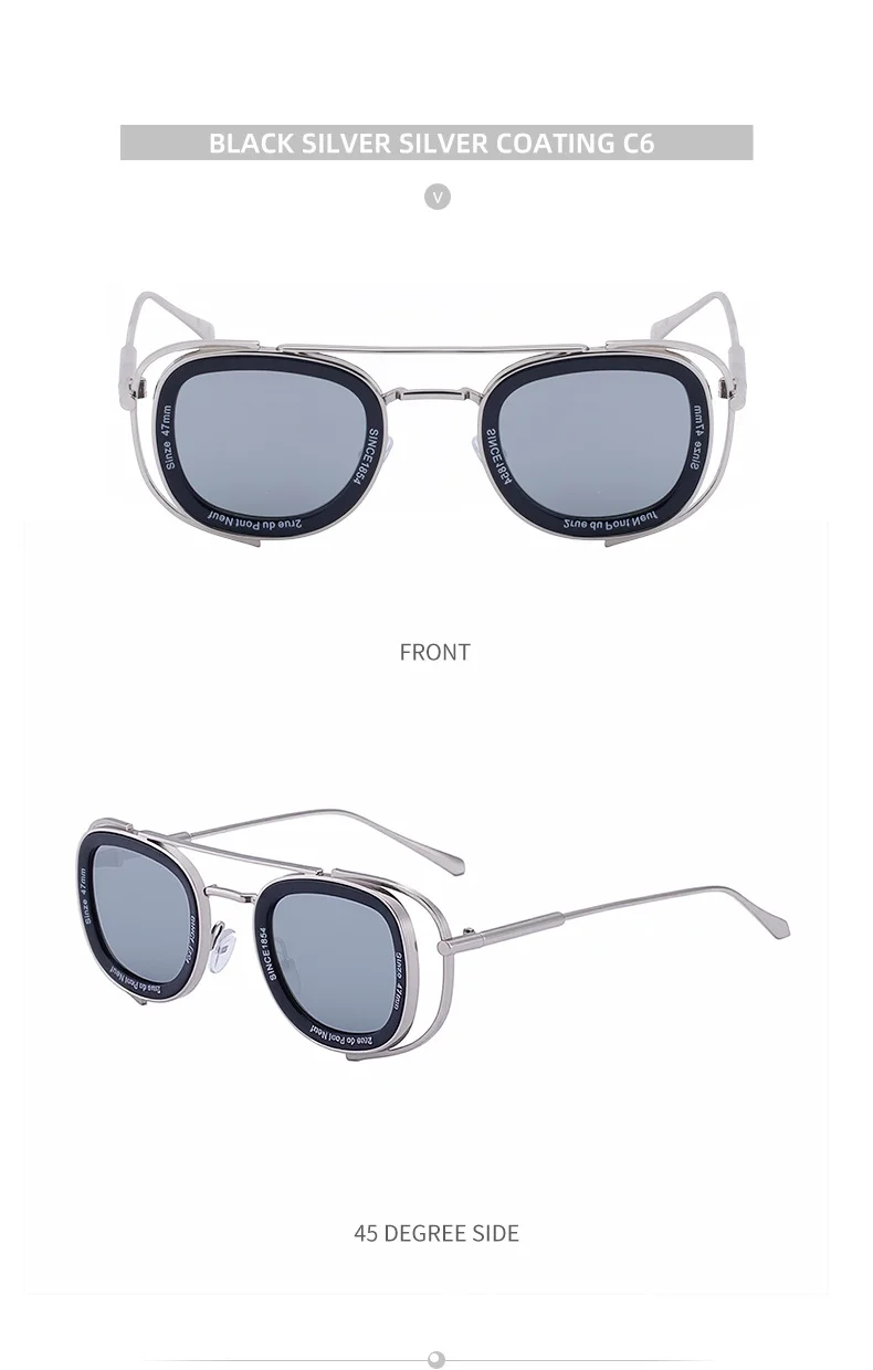 Black PC Men's High-End Oval Sunglasses - Vintage Luxury Driving UV400 Eyewear - Details 19