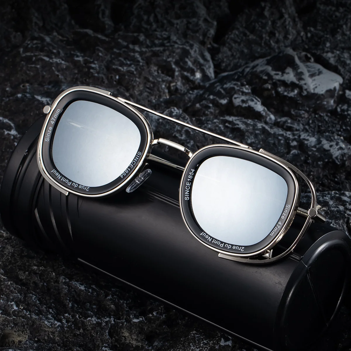 Black PC Men's High-End Oval Sunglasses - Vintage Luxury Driving UV400 Eyewear - View 4
