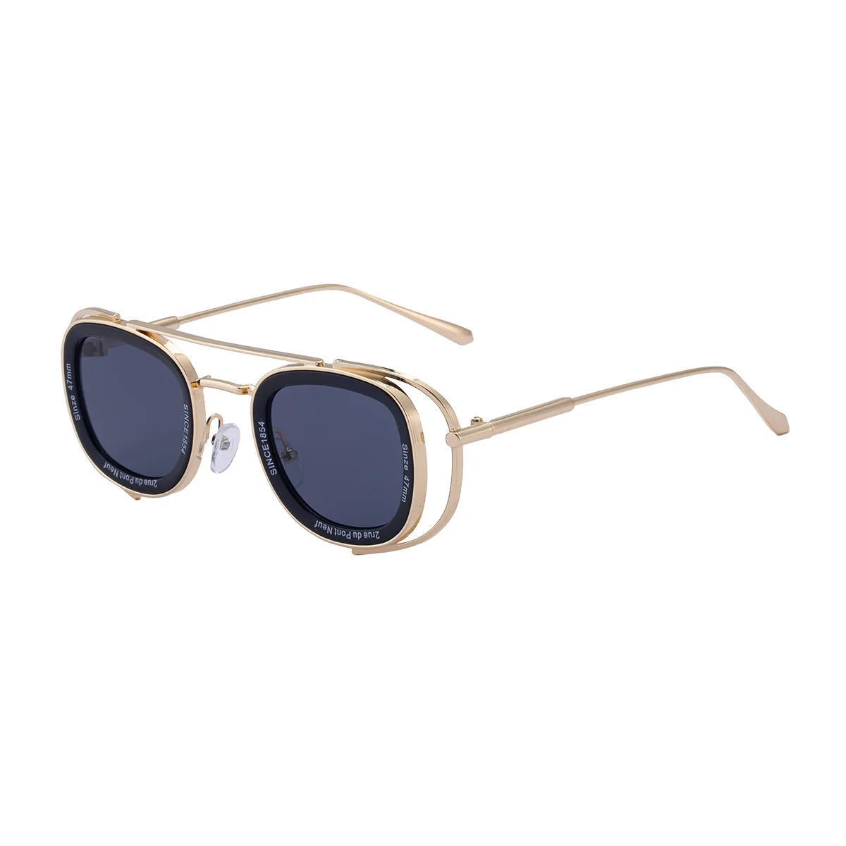 Black PC Men's High-End Oval Sunglasses - Vintage Luxury Driving UV400 Eyewear - View 5