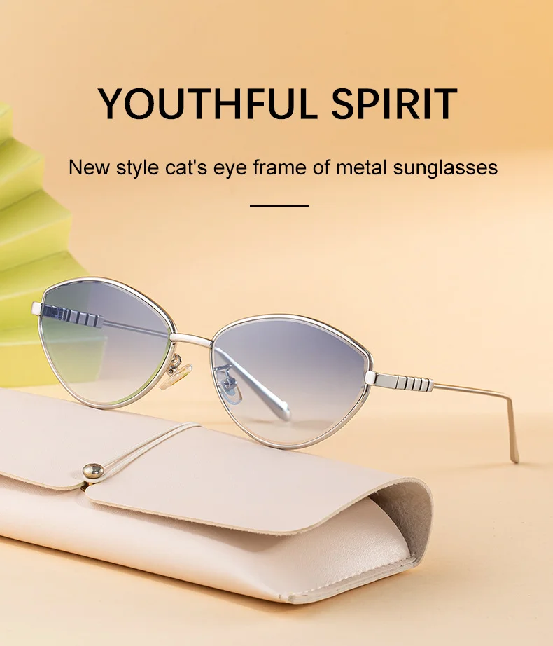 Black Metal Women's Fashion Cat Eye Sunglasses - Trendy Street Style UV400 Outdoor Shades - Details 5