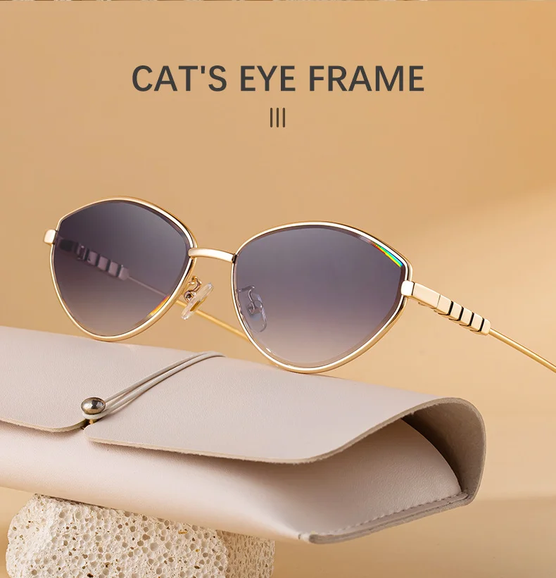 Black Metal Women's Fashion Cat Eye Sunglasses - Trendy Street Style UV400 Outdoor Shades - Details 8