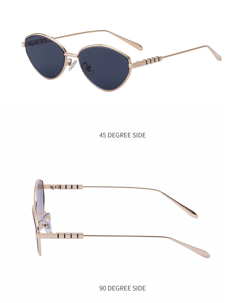 Black Metal Women's Fashion Cat Eye Sunglasses - Trendy Street Style UV400 Outdoor Shades - Details 17