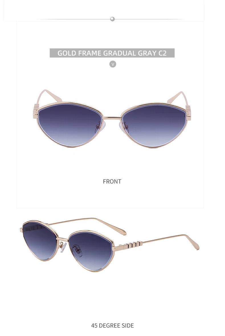 Black Metal Women's Fashion Cat Eye Sunglasses - Trendy Street Style UV400 Outdoor Shades - Details 18