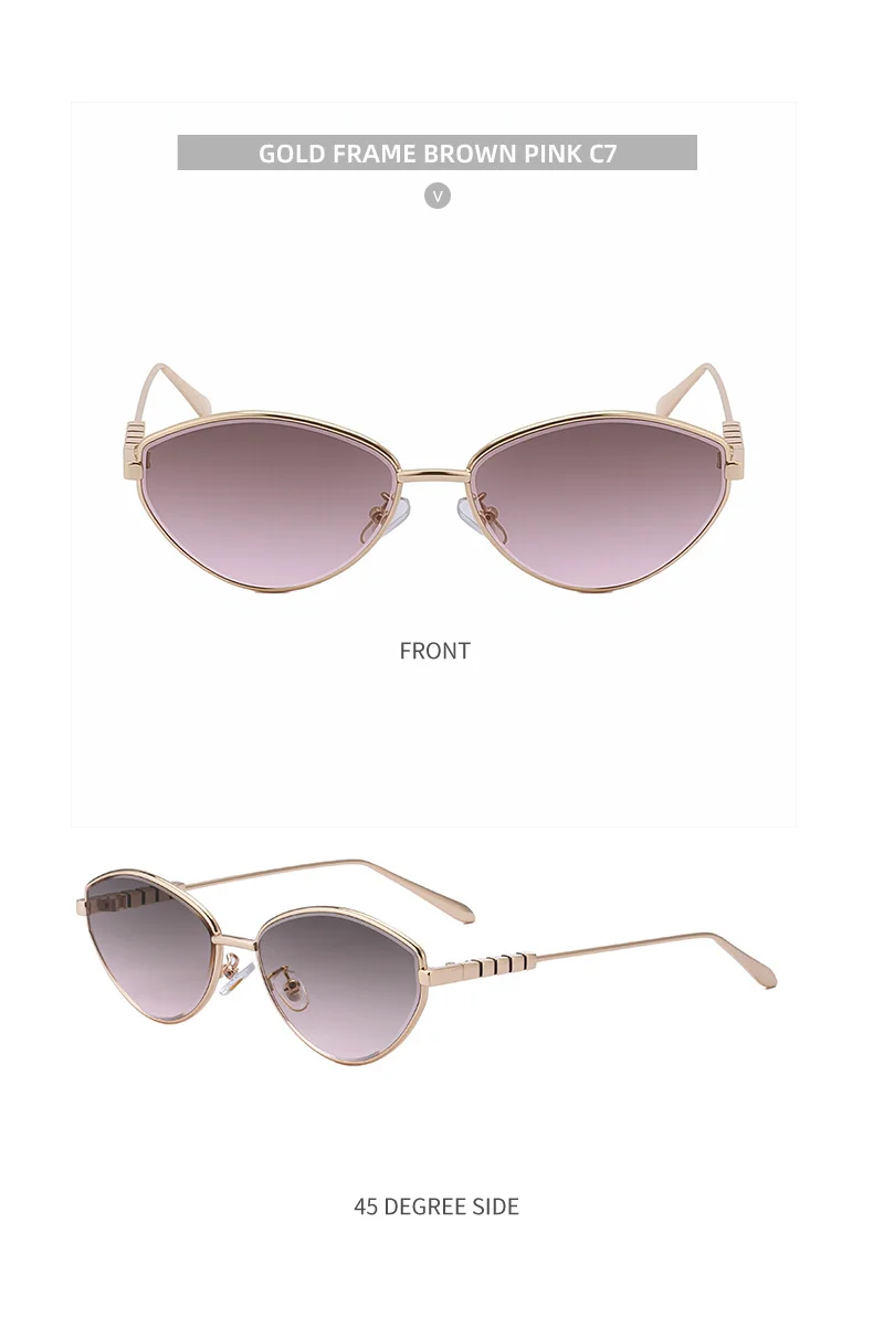 Black Metal Women's Fashion Cat Eye Sunglasses - Trendy Street Style UV400 Outdoor Shades - Details 23