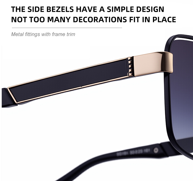 Black plastic+Metal Men's Fashion Square Sunglasses - Retro UV400 Driving Sun Glasses Wholesale - Details 8
