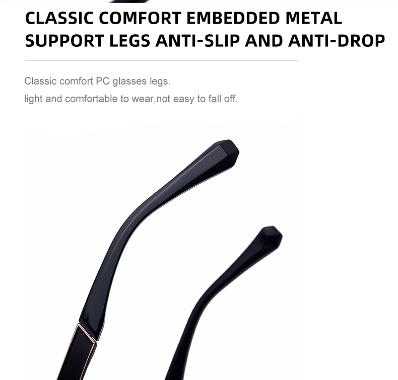 Black plastic+Metal Men's Fashion Square Sunglasses - Retro UV400 Driving Sun Glasses Wholesale - Details 9