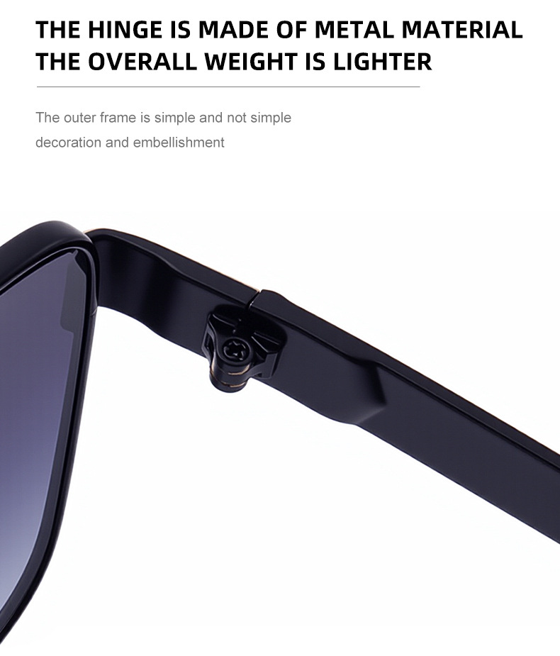 Black plastic+Metal Men's Fashion Square Sunglasses - Retro UV400 Driving Sun Glasses Wholesale - Details 10