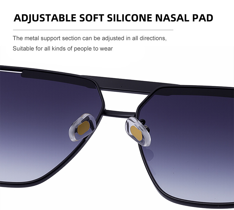 Black plastic+Metal Men's Fashion Square Sunglasses - Retro UV400 Driving Sun Glasses Wholesale - Details 11