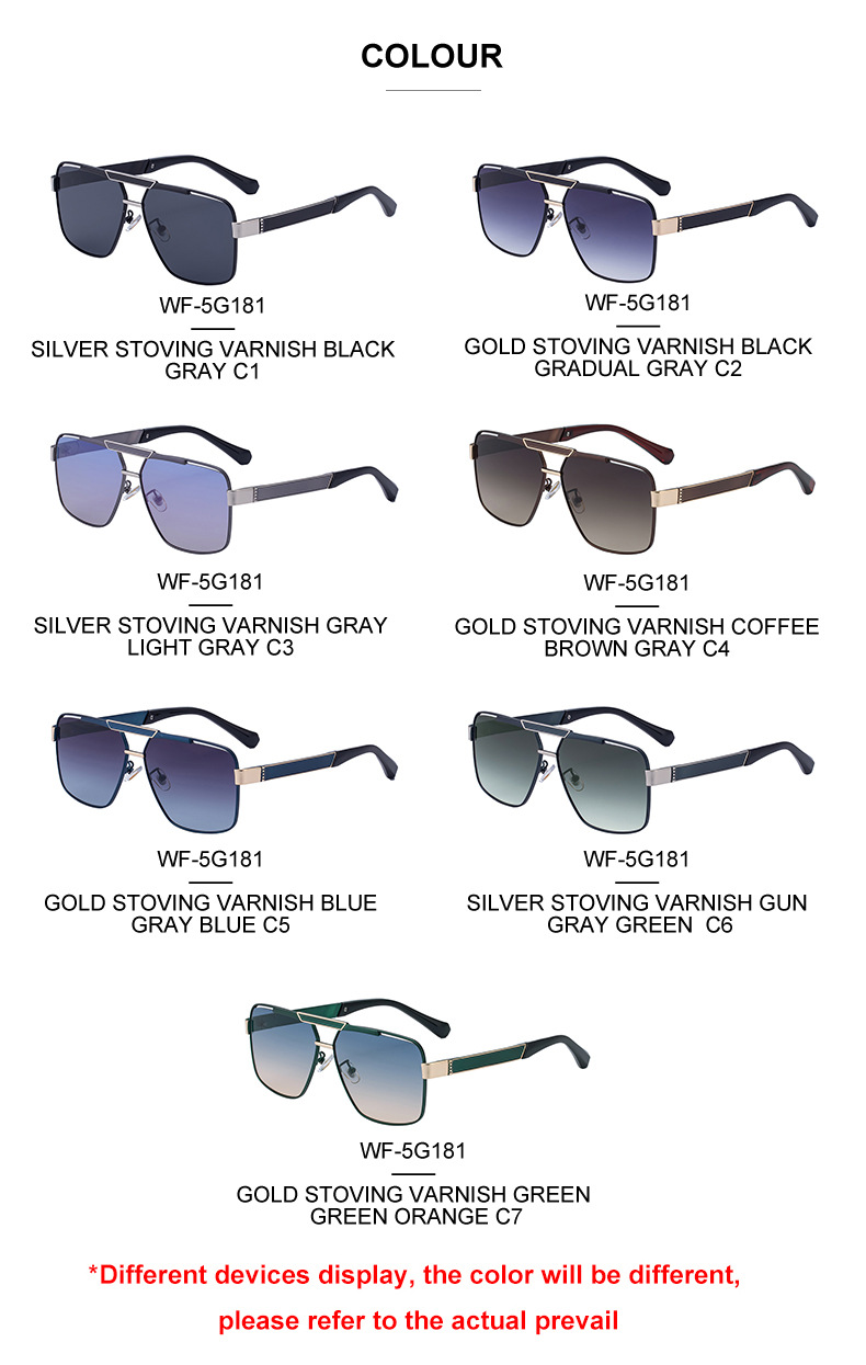 Black plastic+Metal Men's Fashion Square Sunglasses - Retro UV400 Driving Sun Glasses Wholesale - Details 12