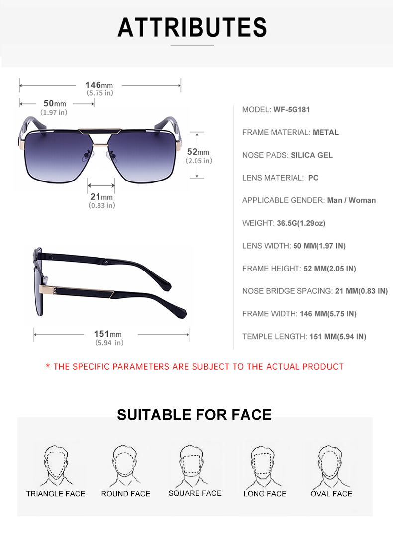 Black plastic+Metal Men's Fashion Square Sunglasses - Retro UV400 Driving Sun Glasses Wholesale - Details 13