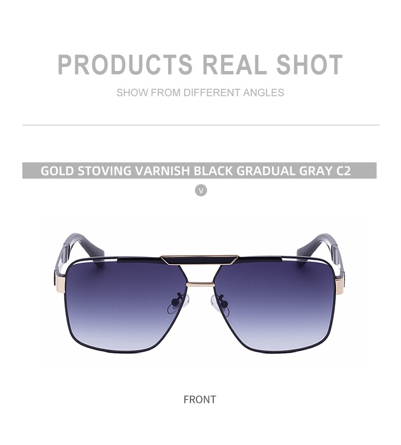 Black plastic+Metal Men's Fashion Square Sunglasses - Retro UV400 Driving Sun Glasses Wholesale - Details 14