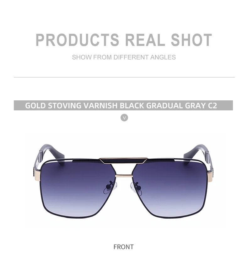 Black plastic+Metal Men's Fashion Square Sunglasses - Retro UV400 Driving Sun Glasses Wholesale - Details 14
