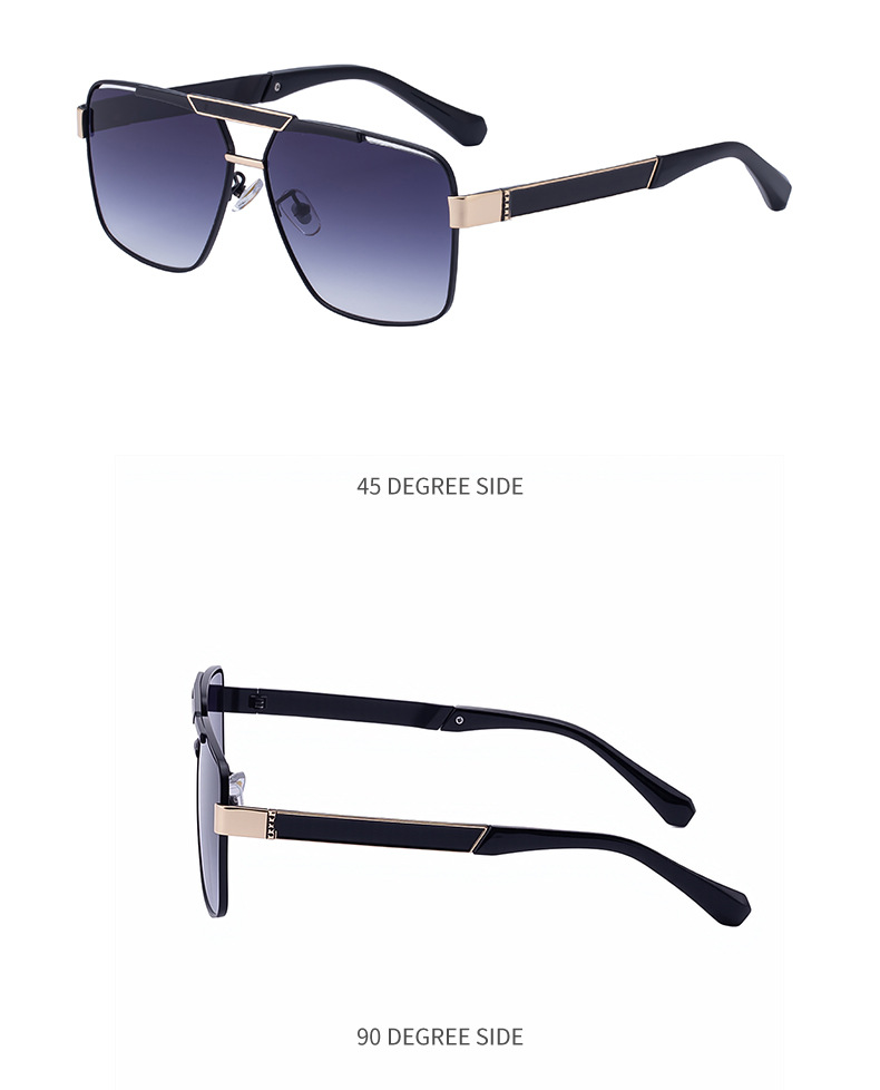 Black plastic+Metal Men's Fashion Square Sunglasses - Retro UV400 Driving Sun Glasses Wholesale - Details 15