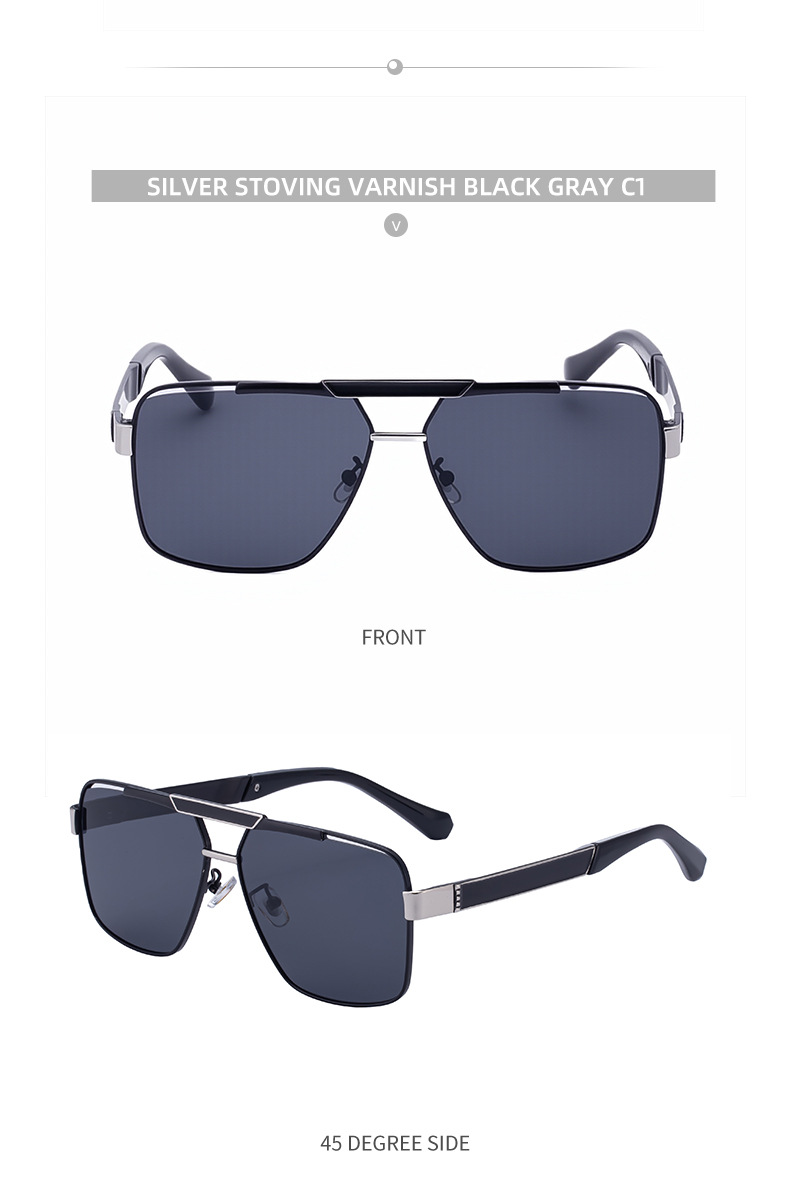 Black plastic+Metal Men's Fashion Square Sunglasses - Retro UV400 Driving Sun Glasses Wholesale - Details 16