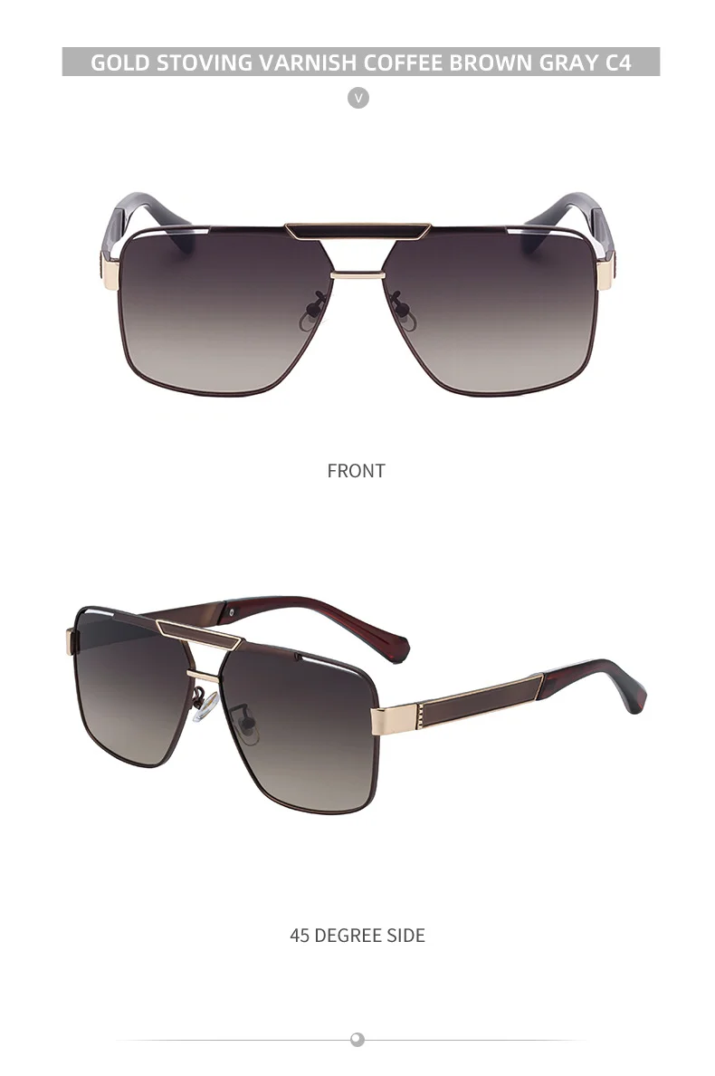 Black plastic+Metal Men's Fashion Square Sunglasses - Retro UV400 Driving Sun Glasses Wholesale - Details 17
