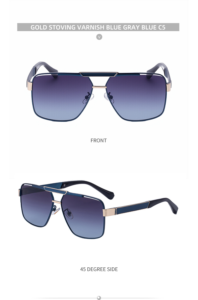 Black plastic+Metal Men's Fashion Square Sunglasses - Retro UV400 Driving Sun Glasses Wholesale - Details 18