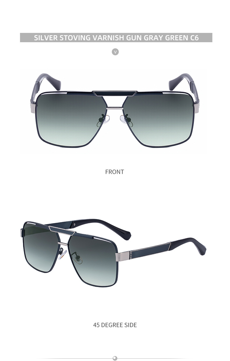 Black plastic+Metal Men's Fashion Square Sunglasses - Retro UV400 Driving Sun Glasses Wholesale - Details 19
