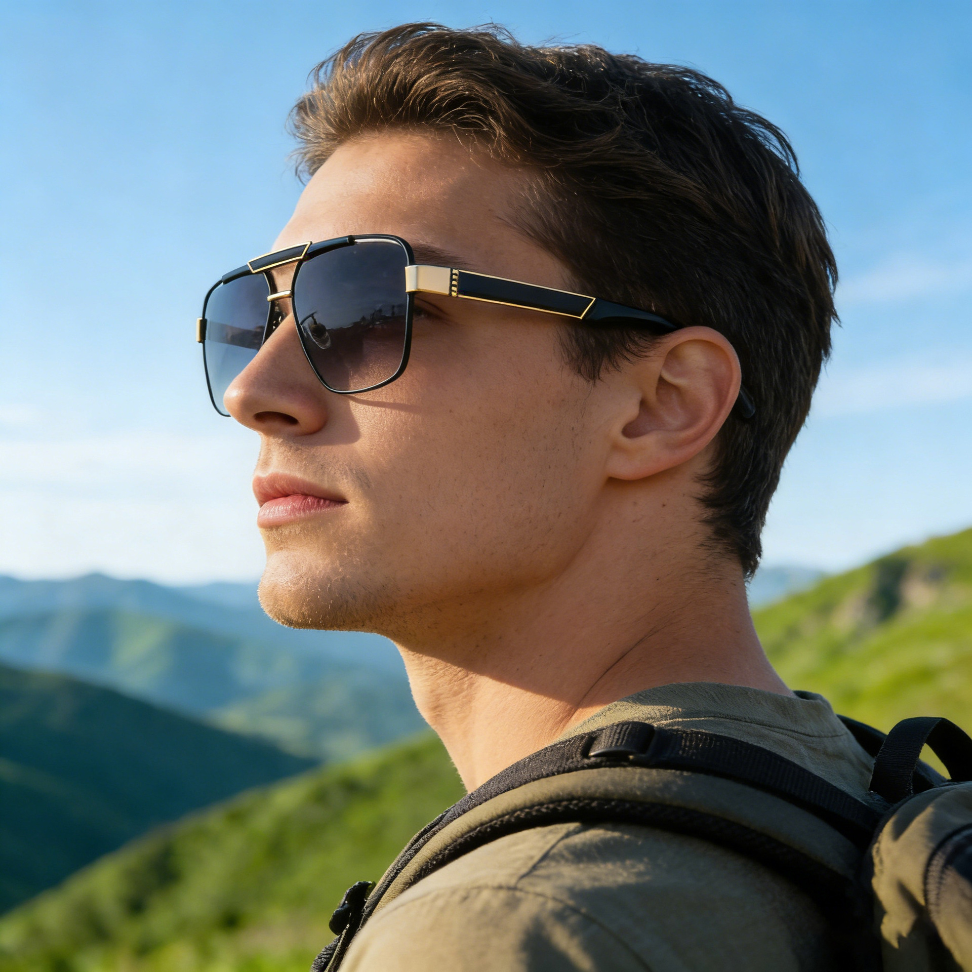 Black plastic+Metal Men's Fashion Square Sunglasses - Retro UV400 Driving Sun Glasses Wholesale - View 1