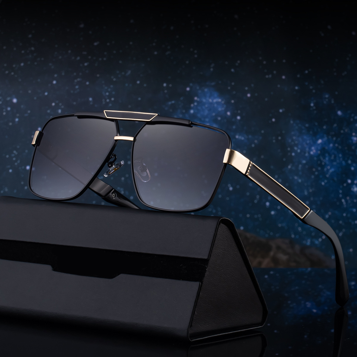 Black plastic+Metal Men's Fashion Square Sunglasses - Retro UV400 Driving Sun Glasses Wholesale - View 3