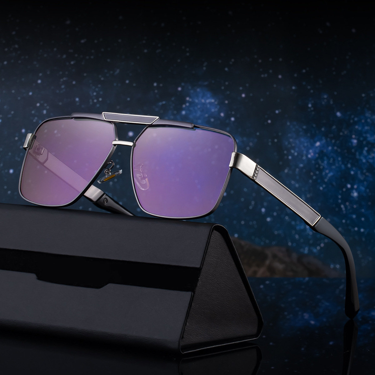 Black plastic+Metal Men's Fashion Square Sunglasses - Retro UV400 Driving Sun Glasses Wholesale - View 4