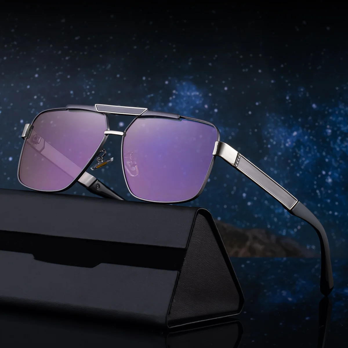 Black plastic+Metal Men's Fashion Square Sunglasses - Retro UV400 Driving Sun Glasses Wholesale - View 4
