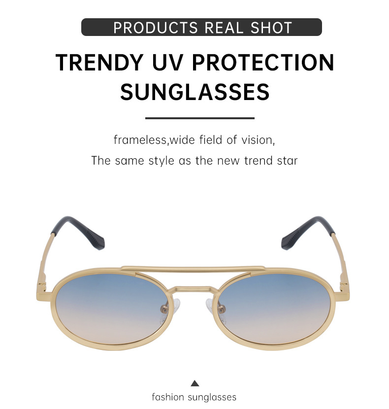 Black PC Unisex Retro Oval Sunglasses - Premium Spring Hinge Fashion Sun Glasses - Details 6