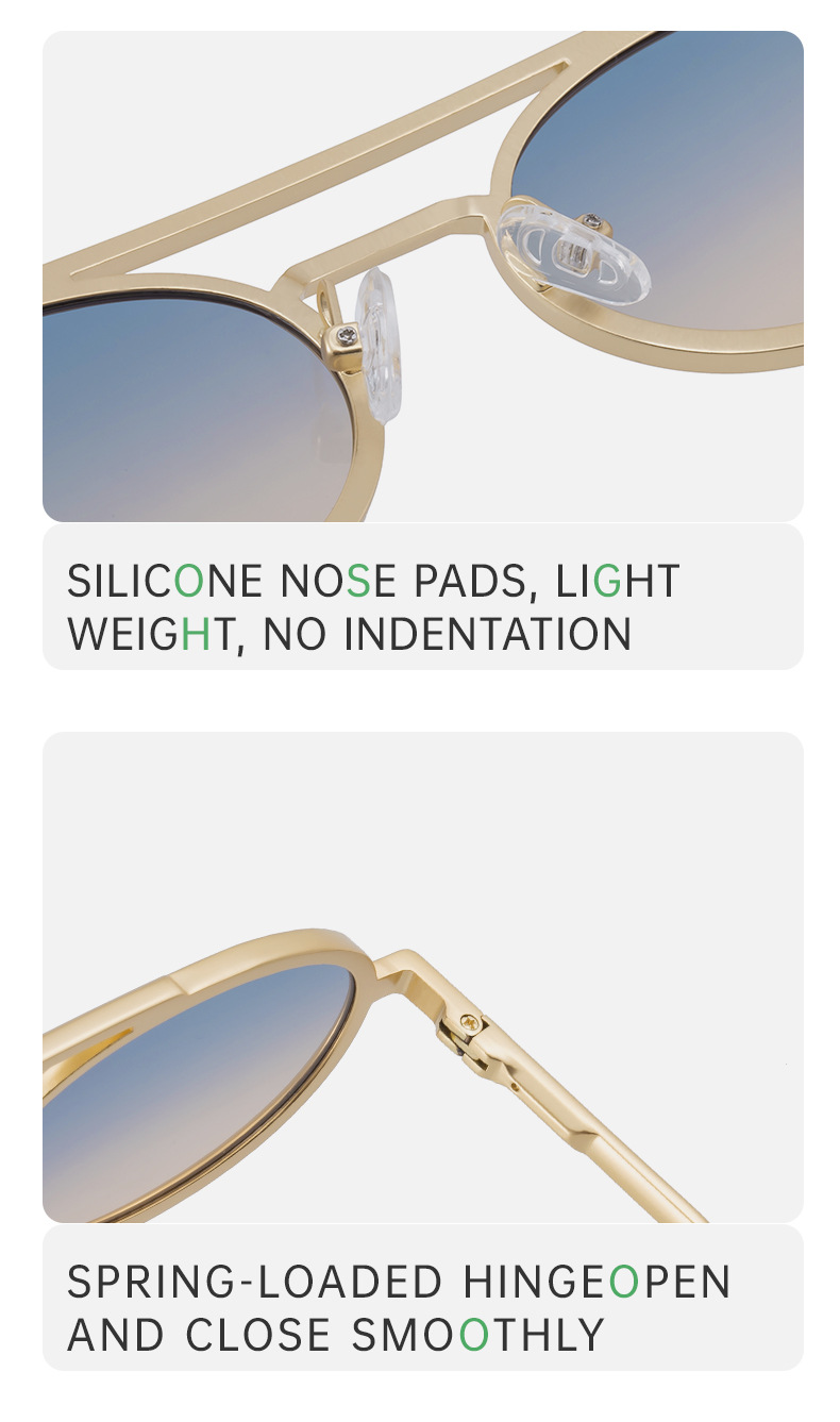 Black PC Unisex Retro Oval Sunglasses - Premium Spring Hinge Fashion Sun Glasses - Details 7